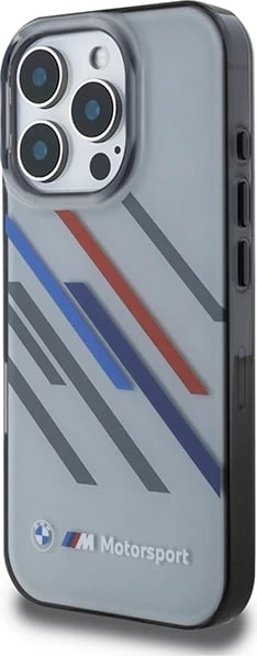 Mbështjellës BMW Motorsport IML Random Stripes për iPhone 16 Pro, Gri