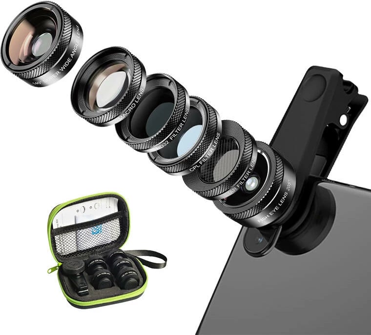 Set lente për celular APEXEL APL-DG6V2 6-në-1, e zezë