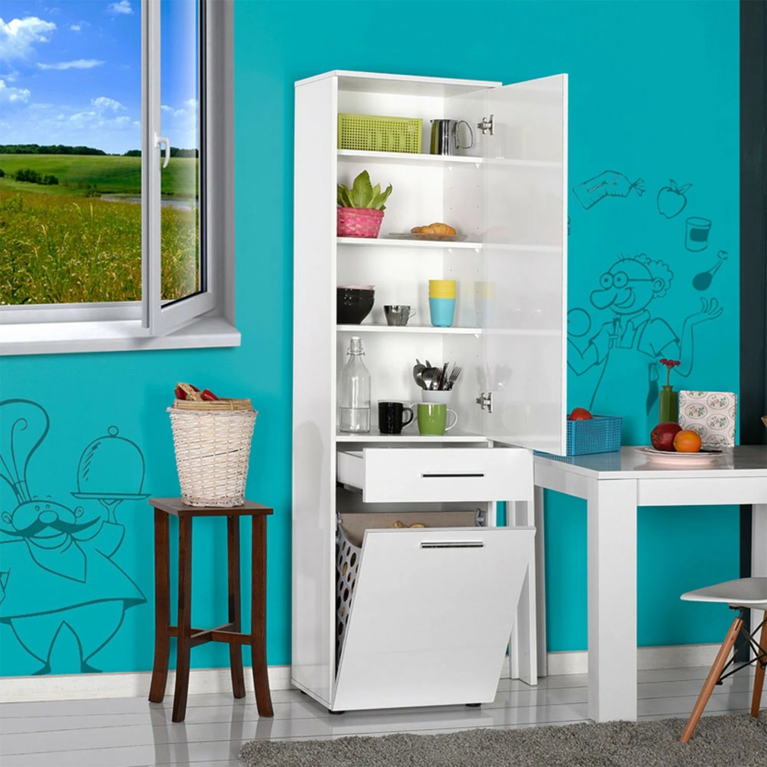 Dollap multifunksional, ngjyrë e bardhë, Hanah Home, Adr-621-Pp-1