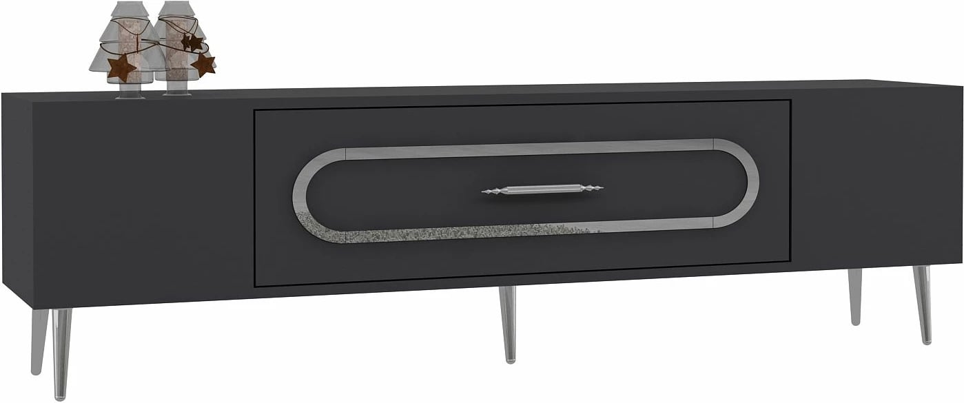 Komodë TV Skye Decor, antracit, argjend
