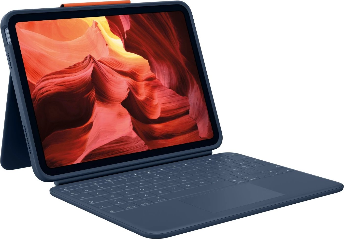Mbështjellës me tastierë Logitech Rugged Combo 4 Touch për iPad 10th gen Classic Blue (FR)