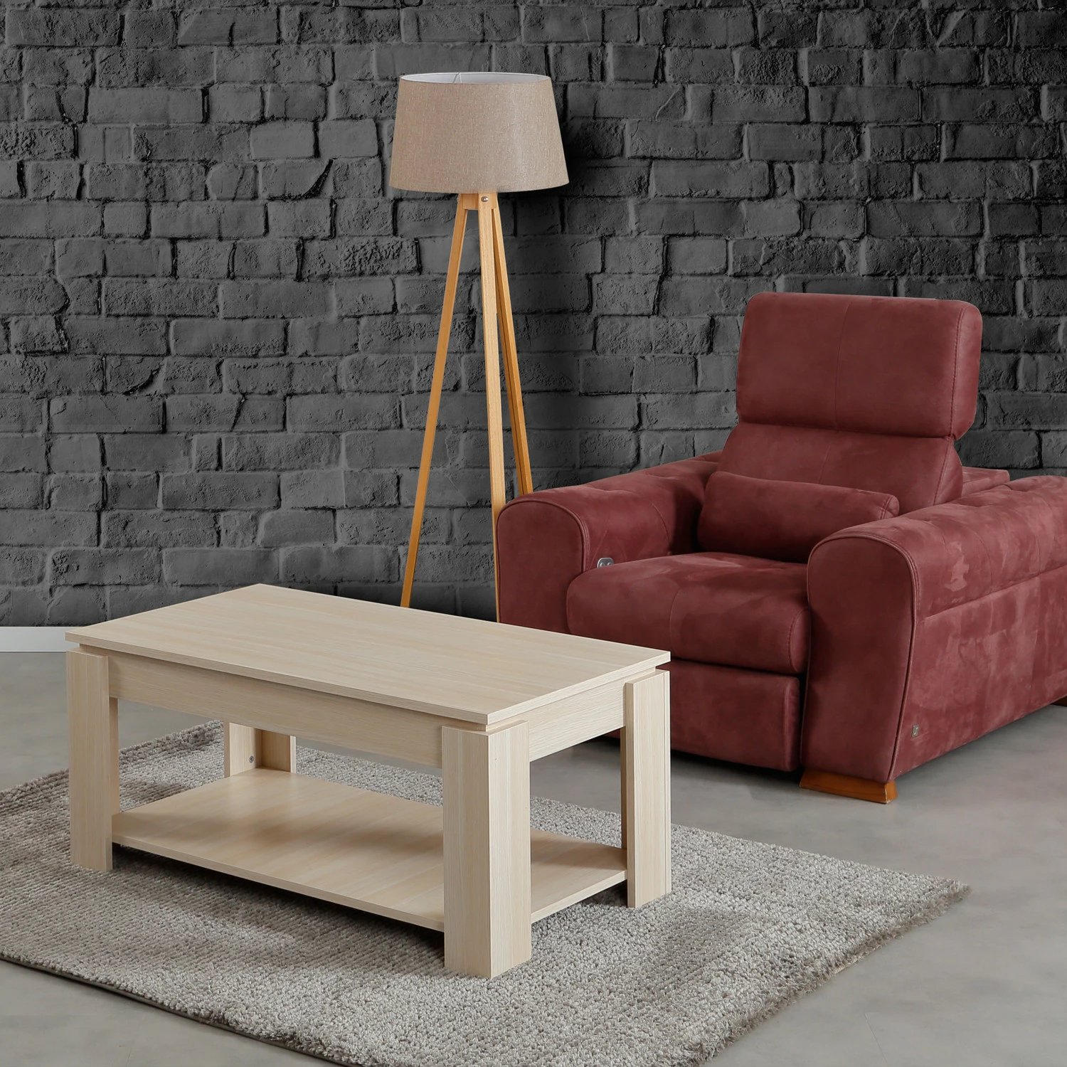 Tavolinë kafeje Hanah Home, raft, ngjyrë lisi e çelët