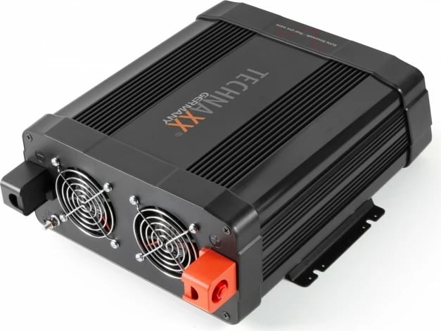 Inverter fuqie, Technaxx TE23, 3000W, DC 12V në AC 230V, 2x USB deri 6A, 2 priza 230V, me kabllo dhe mbajtëse, e zezë