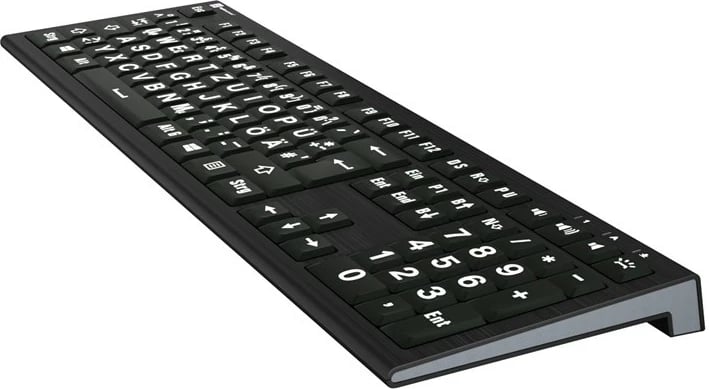 Tastierë LogicKeyboard XL-Print Astra 2, DE, shkronja të mëdha, bardh e zi