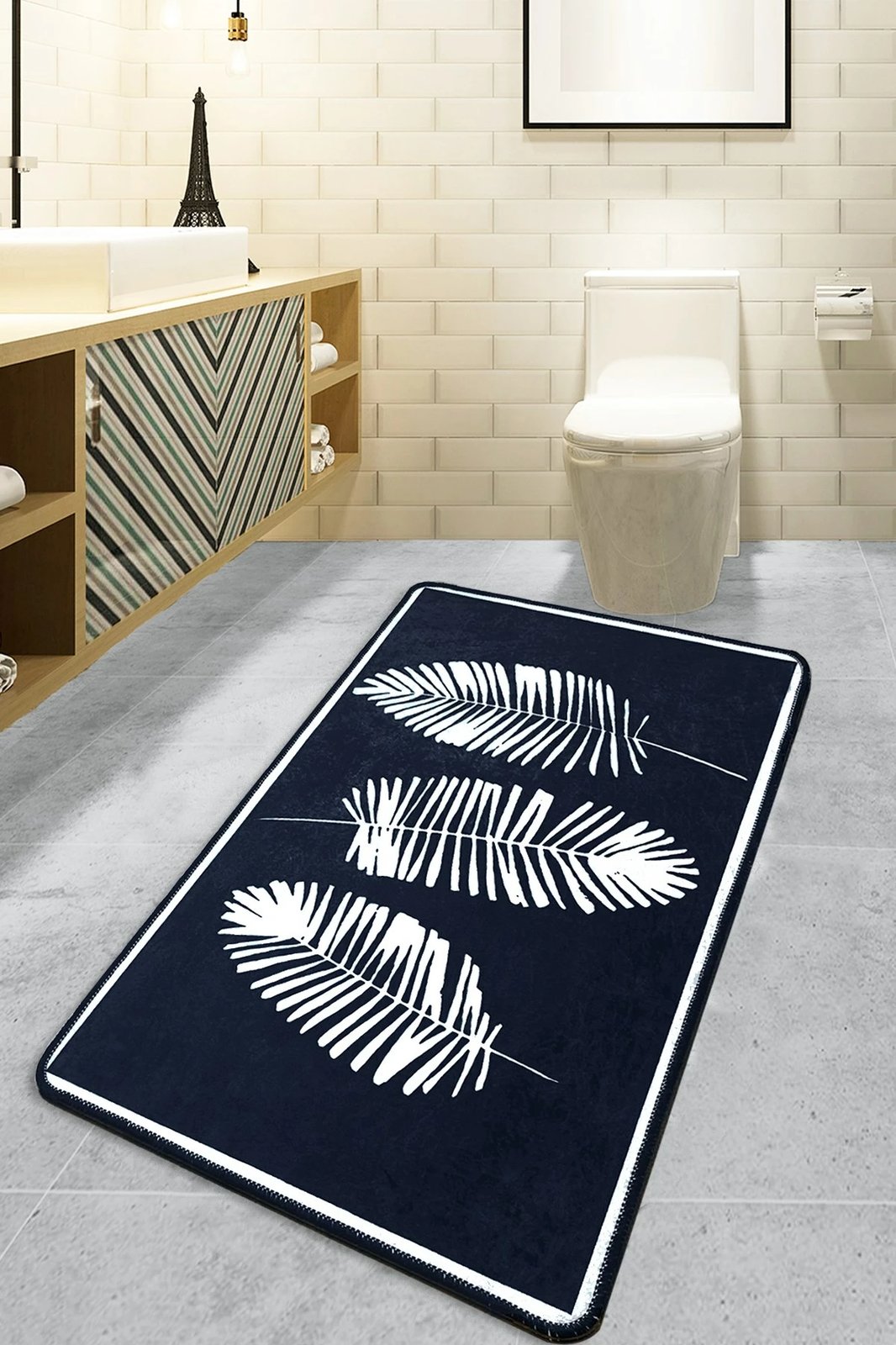 Tapet për banjo Mijölnir, Hoja, ngjyrë e zezë, 70x120cm