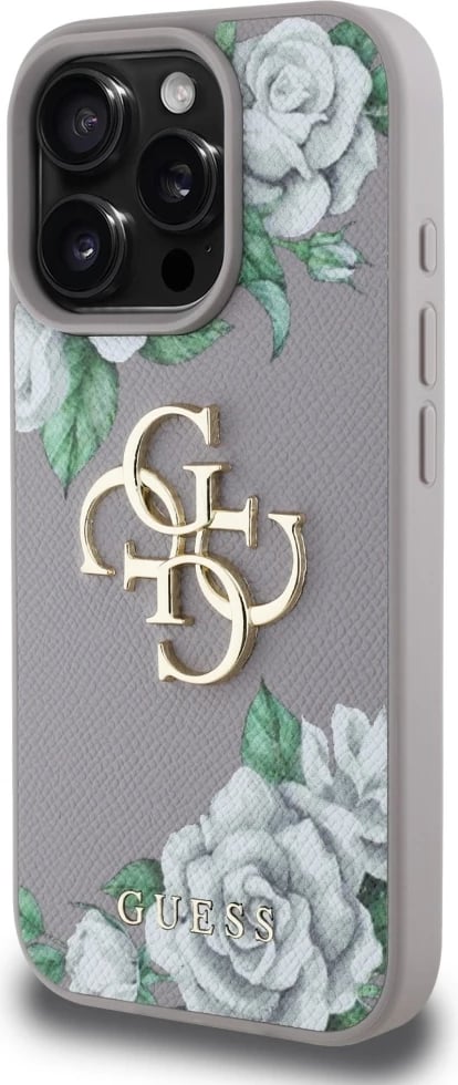 Mbështjellës Guess Grained Roses Big 4G logo për iPhone 16 Pro Max, Vjollcë
