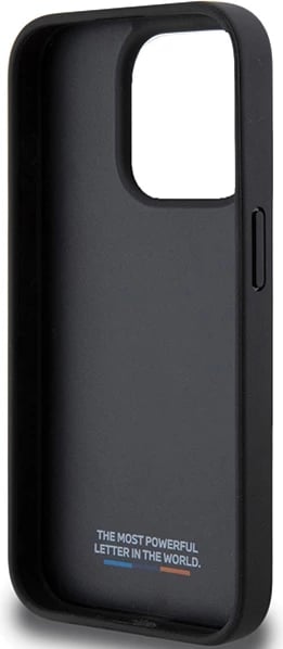 Mbështjellës BMW Perforated Tricolor Line për iPhone 15 Pro Max, i zi