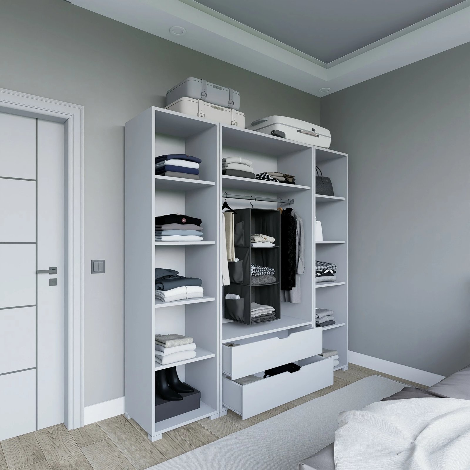 Dollap për rroba, ngjyrë e bardhë mat, Skye Decor Duru 1600-023