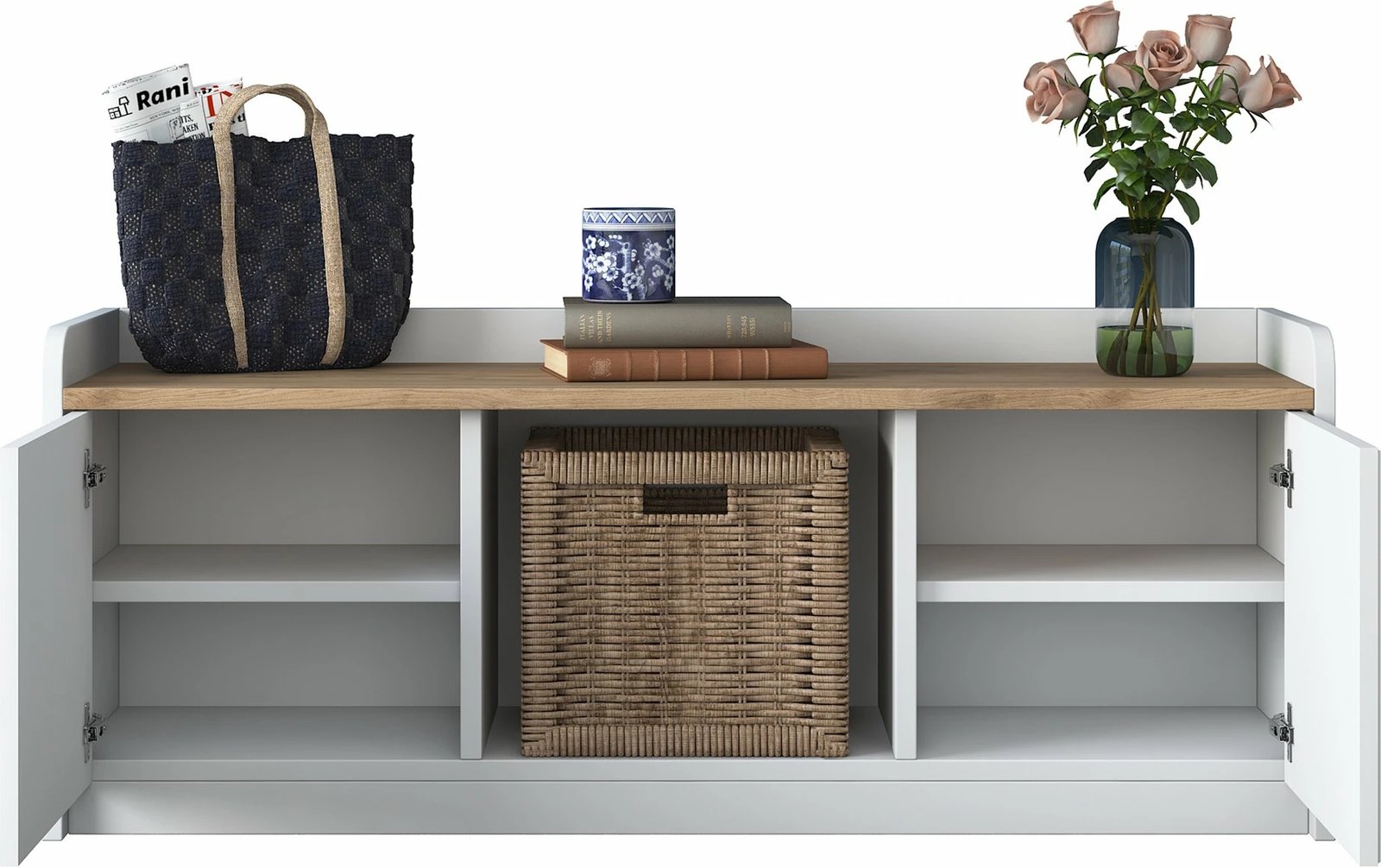 Dollap këpucësh Hanah Home, P2 - 1808, ngjyrë arrë dhe e bardhë