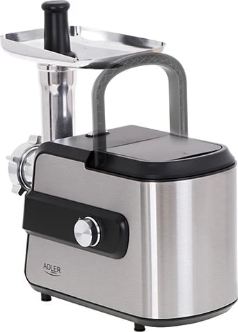 Grirëse mishi elektrike, Adler AD 4813, 1.0 kg/min, 2000W max 600W, 3 sita inox 3/5/7 mm, rende perimesh me 3 daulle, çelik inox, e zezë/argjend Grirëse mishi elektrike, Adler AD 4813, 1.0 kg/min, 2000W max 600W, 3 sita inox 3/5/7 mm, rende perimesh me 3 daulle, çelik inox, e zezë/argjend