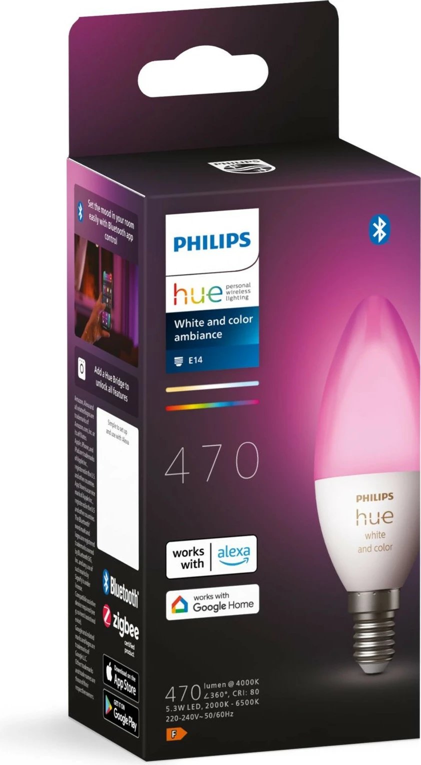 Llambë LED Philips Hue E14, 470lm, ngjyra të ndryshme
