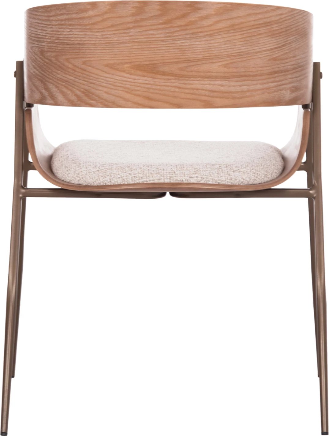 Karrige ngrënieje me mbështetëse krahësh KRILL, dru i bardhë, këmbë metalike ngjyrë bakri, set prej 2 copash, 55.5x55x72cm