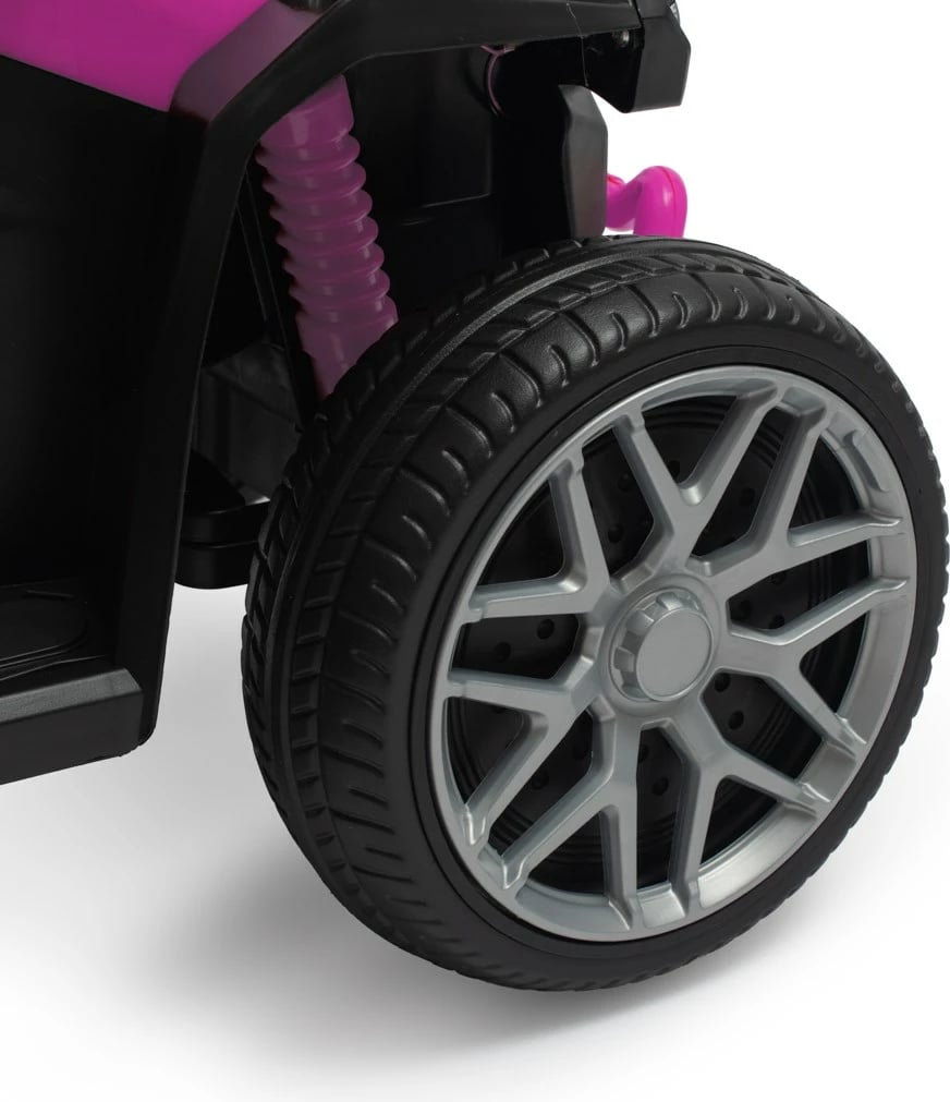 ride-on me dorezë drejtimi, BABY MIX Mega Prime EVA, rrota EVA të qeta, tinguj, kapacitet 30 kg, rozë