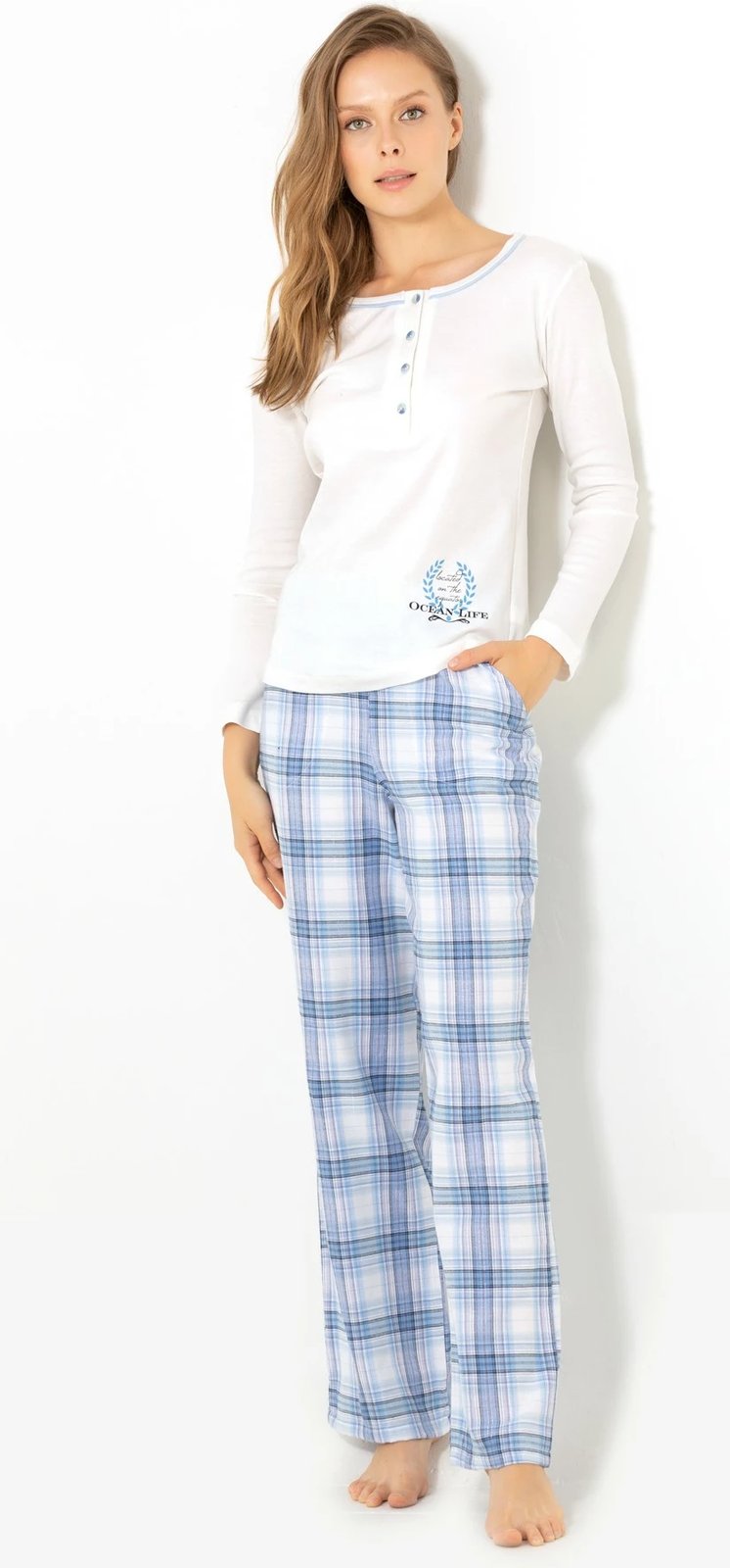 Set pizhamash për gra, Jumeon, 002-000253, ngjyrë ecru