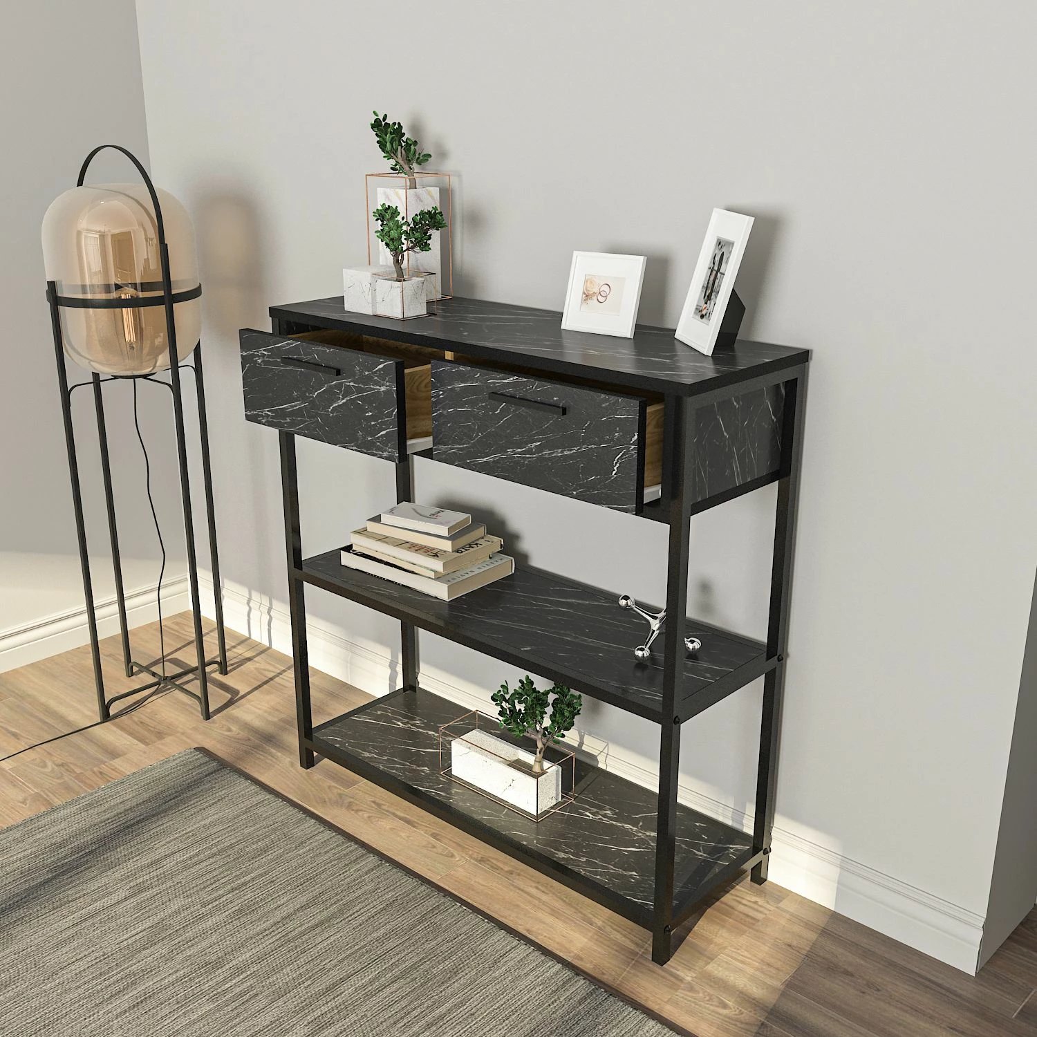 Komodë Skye Decor, ngjyrë e zezë dhe e bardhë