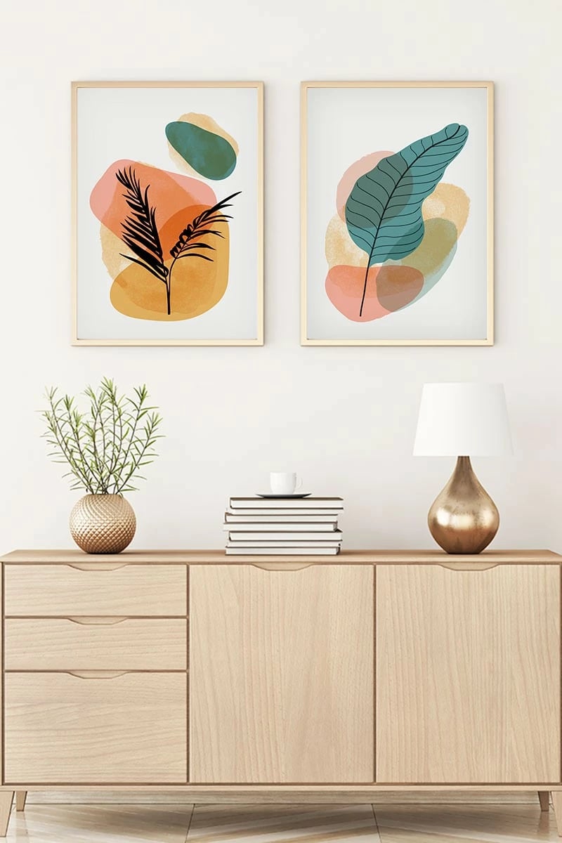 Pikturë dekorative me kornizë, 2 copë, MDF, Wallity, Huhu65, 50x35cm