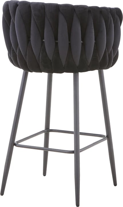 Karrige për bar Vivian, kadife e zezë, këmbë metalike, 57x50x100cm