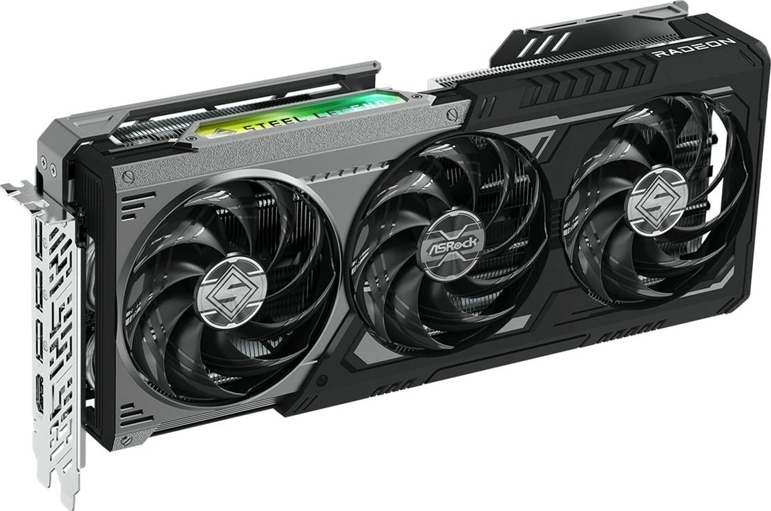 Kartelë grafike ASRock Radeon RX 9070XT Steel Legend Dark 16GB, 3 fan, multikolor