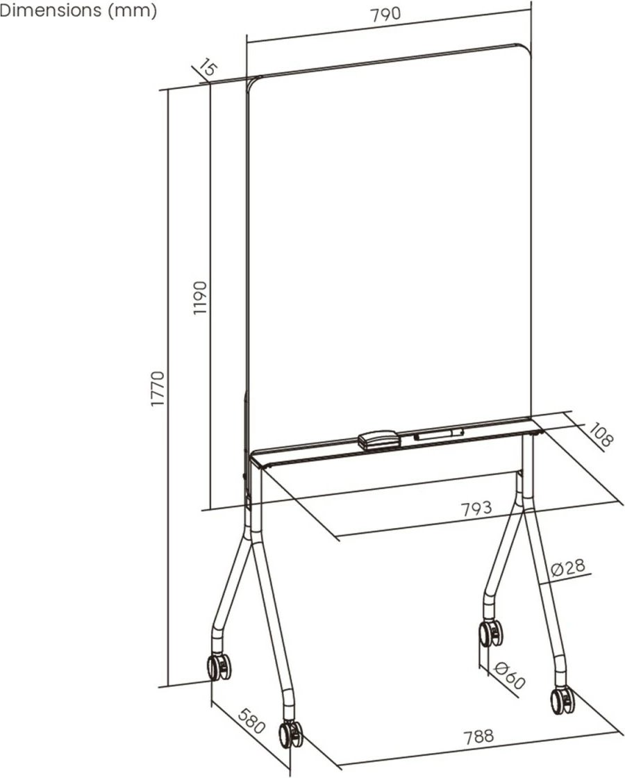 Tabelë shkrim-fshirëse, Ergo Office, ER-305, 119x79 cm, lëvizëse me rrota, jo magnetike, orientim vertikal, me marker dhe sfungjer, e bardhë Tabelë shkrim-fshirëse, Ergo Office, ER-305, 119x79 cm, lëvizëse me rrota, jo magnetike, orientim vertikal, me marker dhe sfungjer, e bardhë