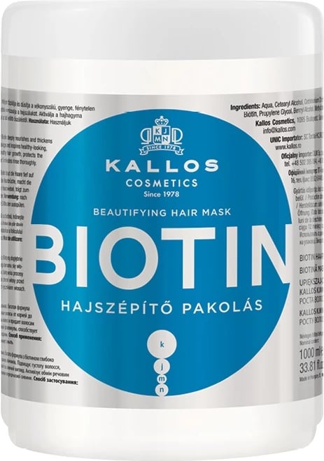 Maskë për flokë Kallos Biotin Beautifying për femra 1000ml