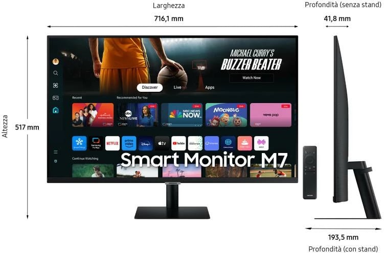 Monitor i mençur Samsung Smart Monitor M7 M70D (LS32DM700UUXEN) 32" TFT/LCD i zi