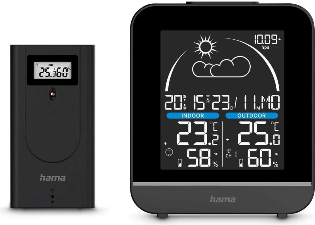 Stacion moti Hama La Gomera 222218, me sensor të jashtëm, i zi