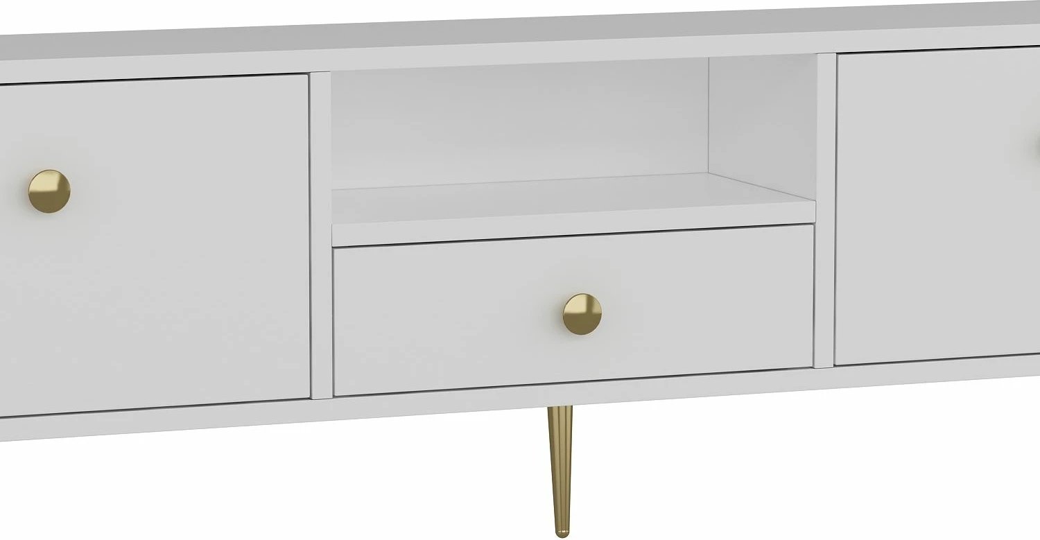Komodë TV Skye Decor, e bardhë, e artë, 1307-DROP-1