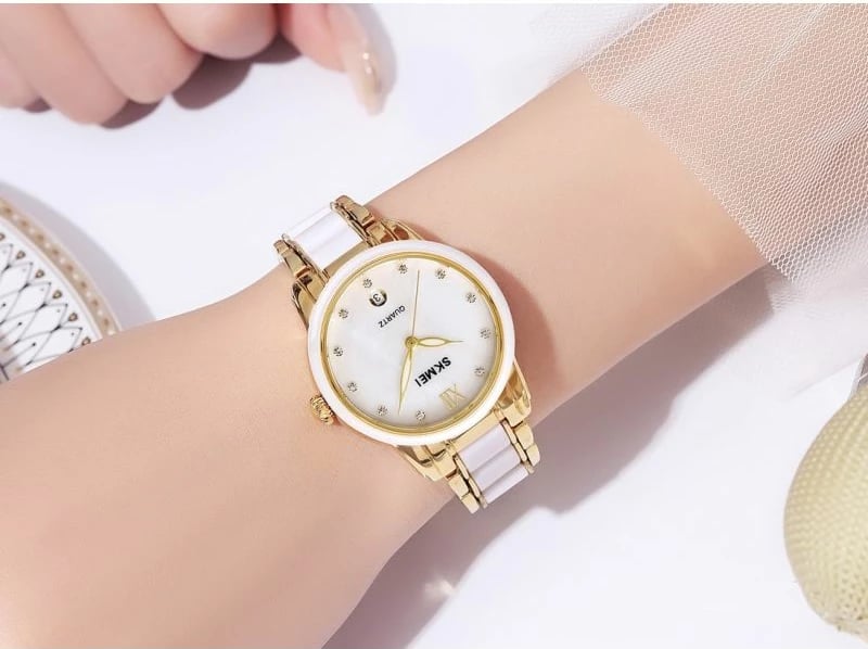 Orë dore për femra Skmei, ari/bardhë