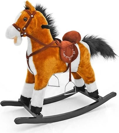 Kalë luhatës, Milly Mally, Mustang, pelush me tinguj dhe lëvizje, kornizë luhatëse e çmontueshme, ngarkesë 30 kg, kafe e çelët