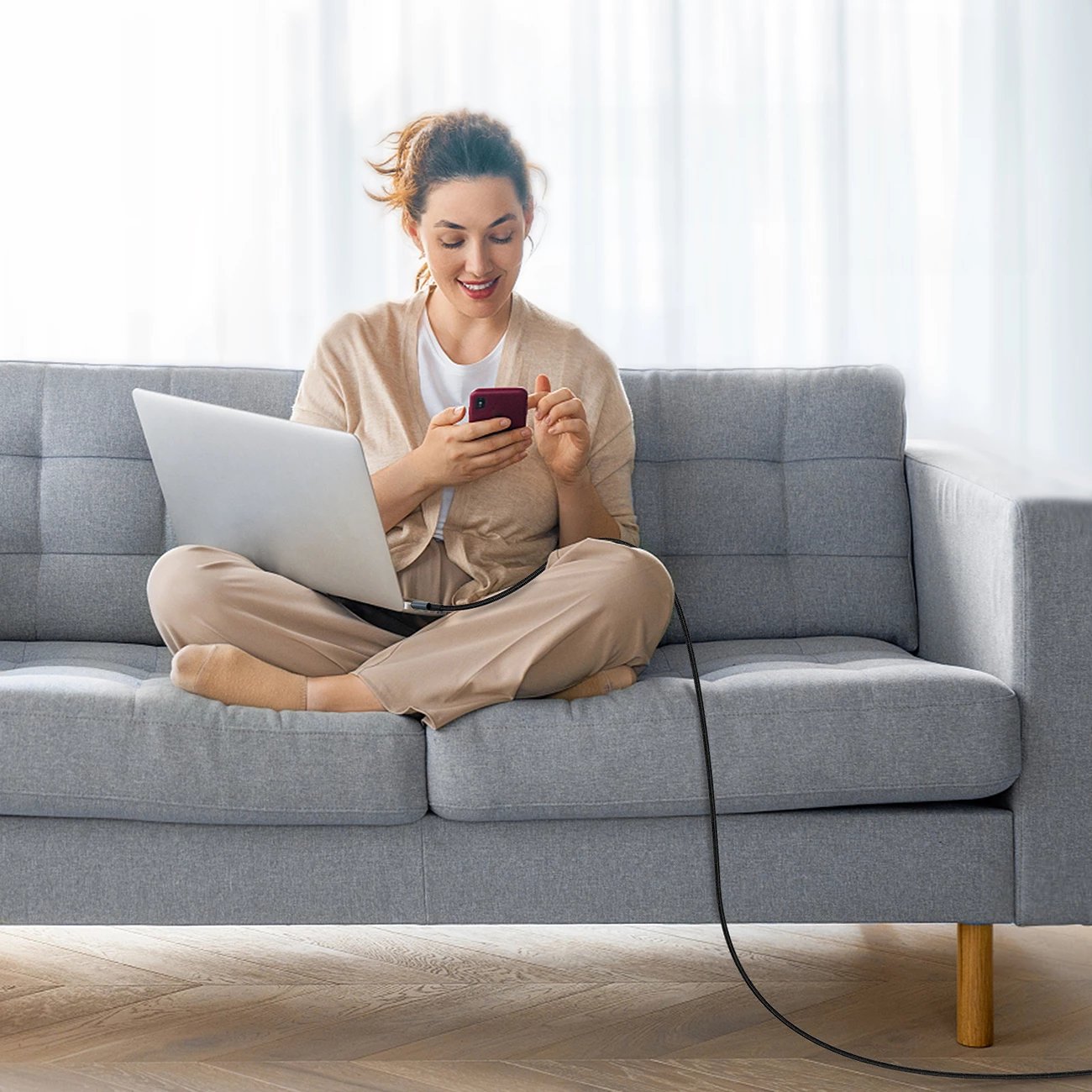 Kabllo USB-C në USB-C Choetech XCC-1014, 1.2m, 60W, Gri