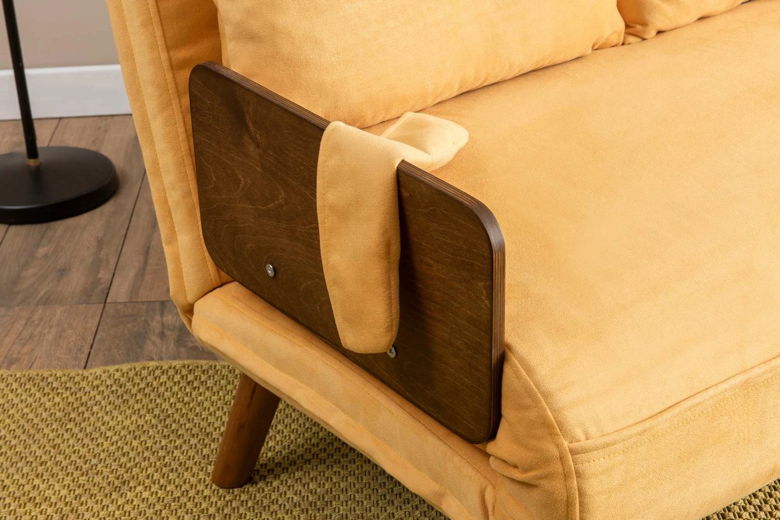 Divan i shndërrueshëm në krevat, 2 vende, Cosmo, ngjyrë mustard