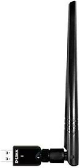 Adapter Wi‑Fi USB, D-Link, DWA-185, me antenë të jashtme, e zezë