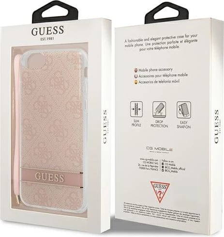 Mbështjellës Guess 4G Print Strap për iPhone SE 2022/SE 2020/7/8, rozë Mbështjellës Guess 4G Print Strap për iPhone SE 2022/SE 2020/7/8, rozë