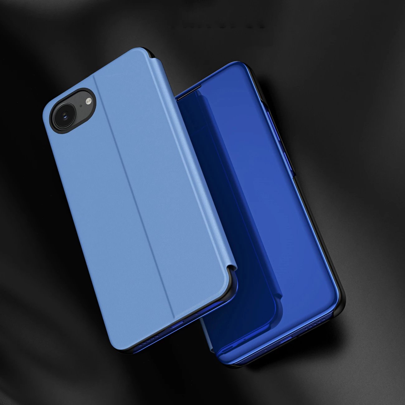 Mbështjellës Hurtel Clear View Case për iPhone 16e, me kapak, Blu