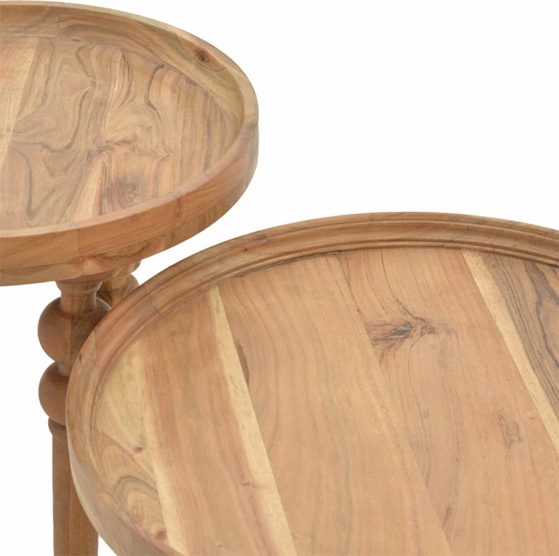 Set tavolinash anësore 2 copë Kelly dru akacie natyrale