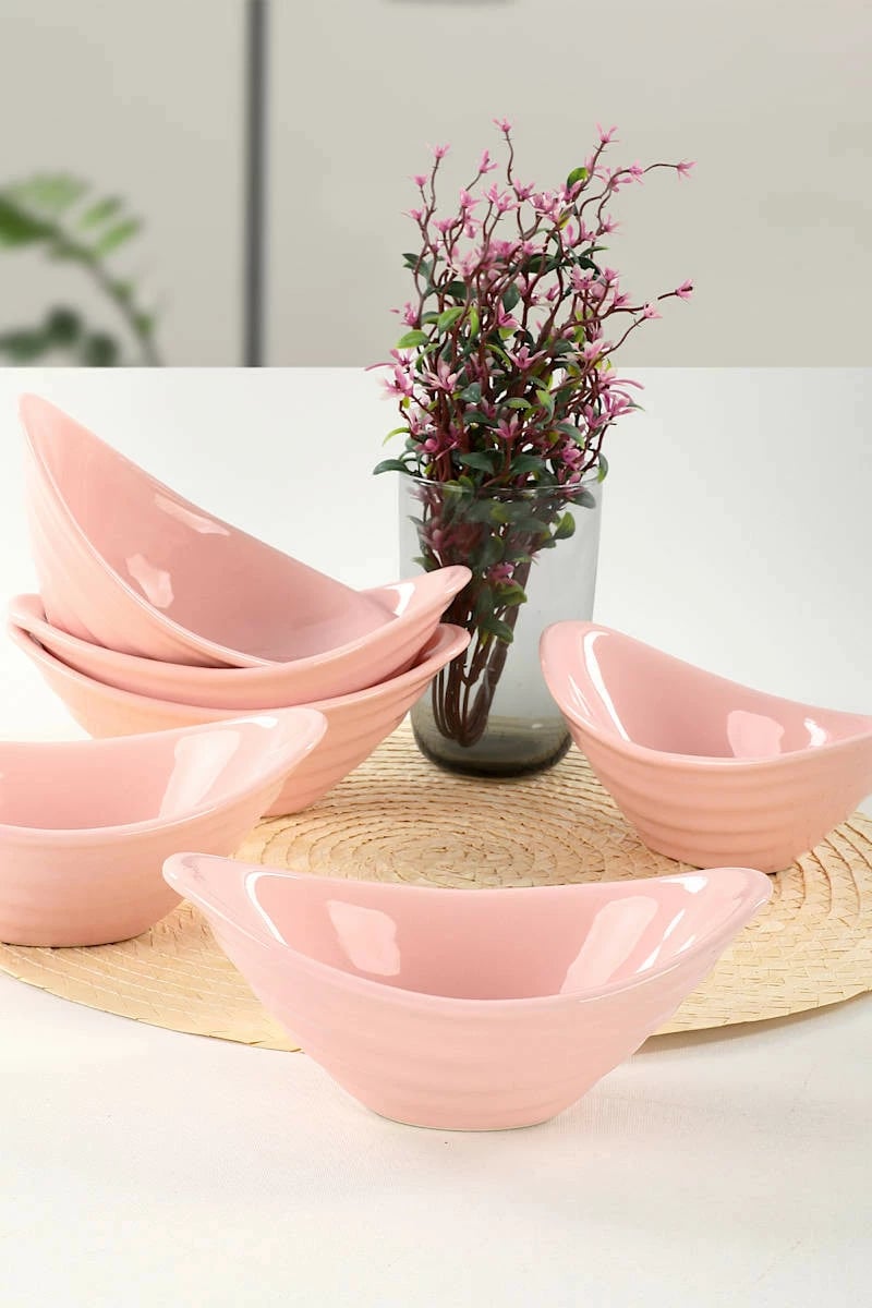 Set tasash qeramike, 6 copë, ngjyrë rozë e çelët, Hermia Concept, ST502006F551A0000000ACD100