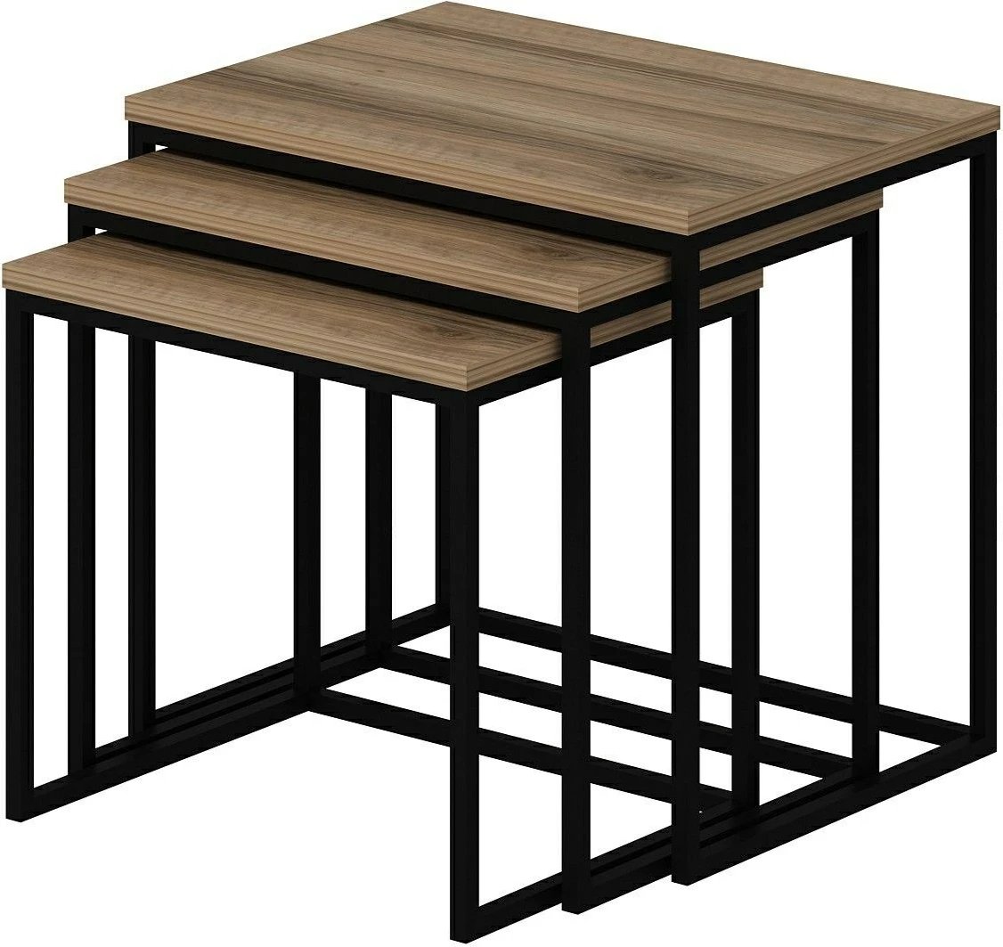 Set tavolina të ndërlidhura (3 copë), Hanah Home, Evia, ngjyrë arre