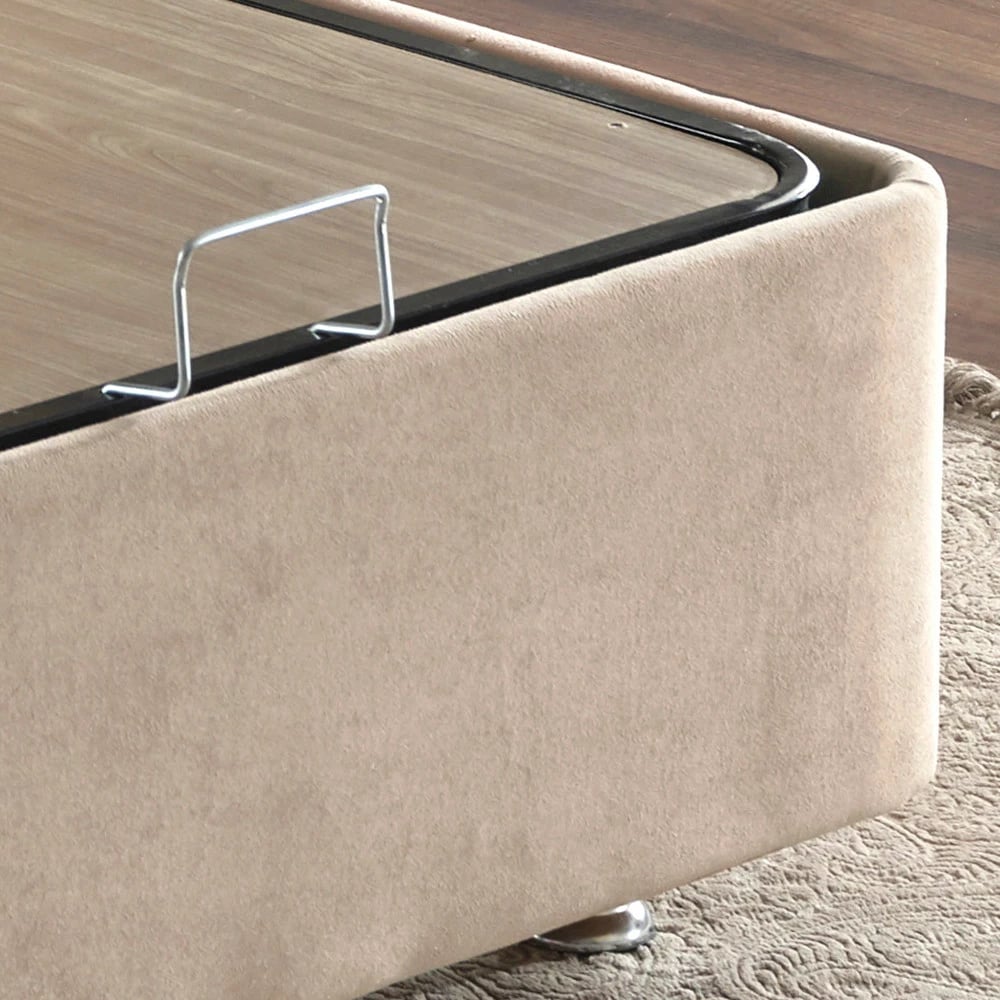 Baze dhe shtrat dopio me këllëf Skye Decor, ngjyrë kafe e çelët, 150x200