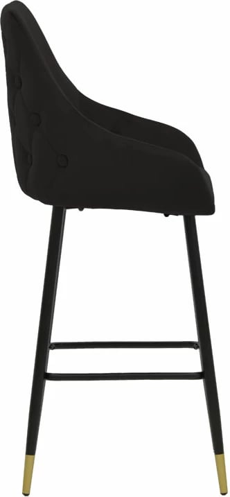 Karrige për bar Lithe këmbë metali ngjyrë ari-velur e zezë 47x44x98cm