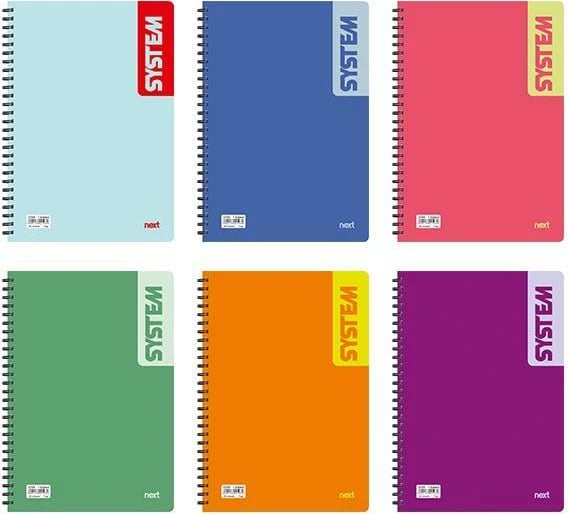 Fletore spirale NEXT 17x25cm, 4 lëndë, shumëngjyrëshe