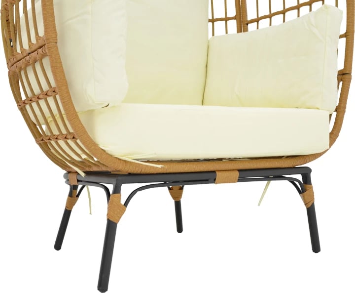 Karrige Frox ratan natyral-metal këmbë natyral-zeza-jastëk bezhë 96x76x145cm