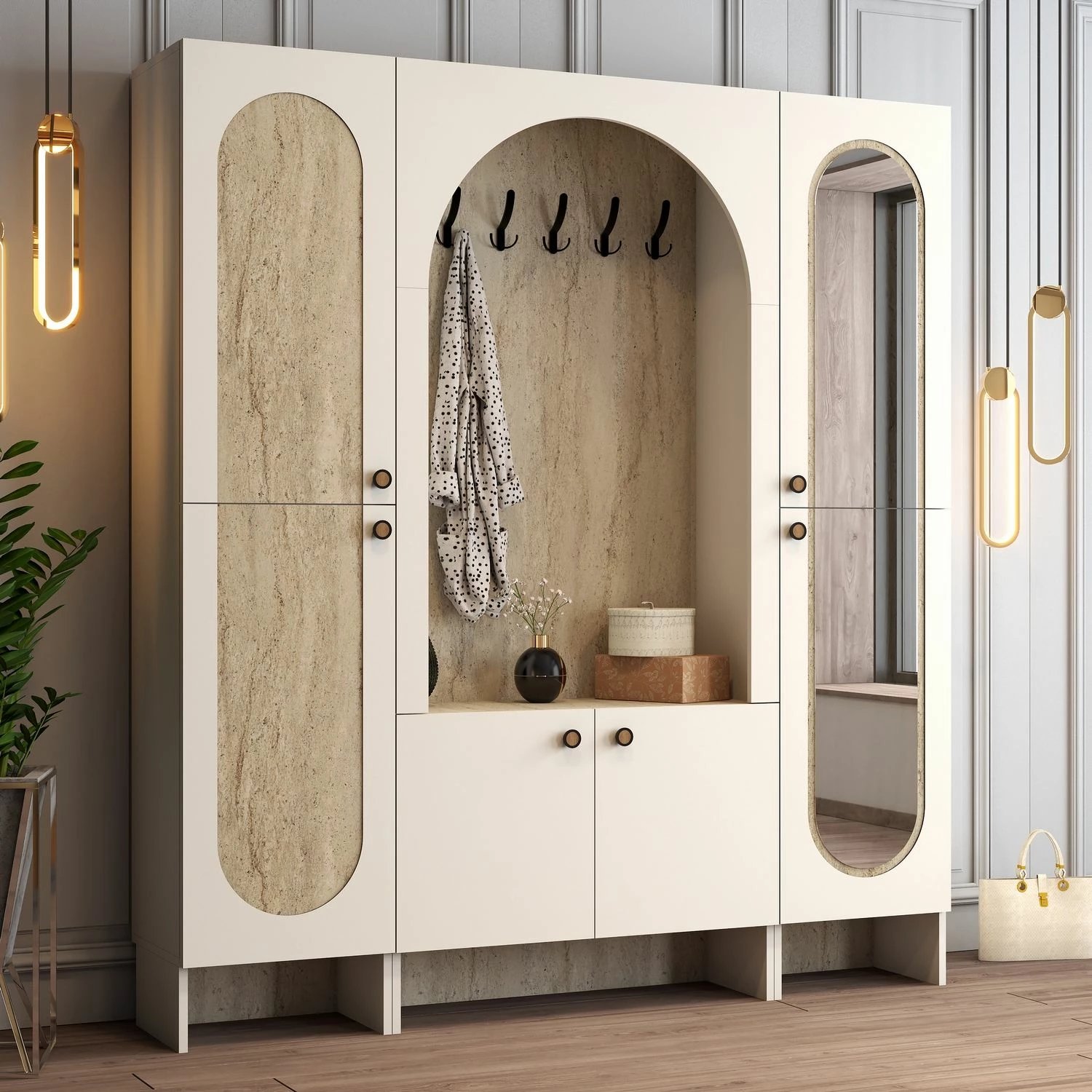 Stendë korridori Skye Decor, ngjyrë krem dhe travertin, Palermo Klm