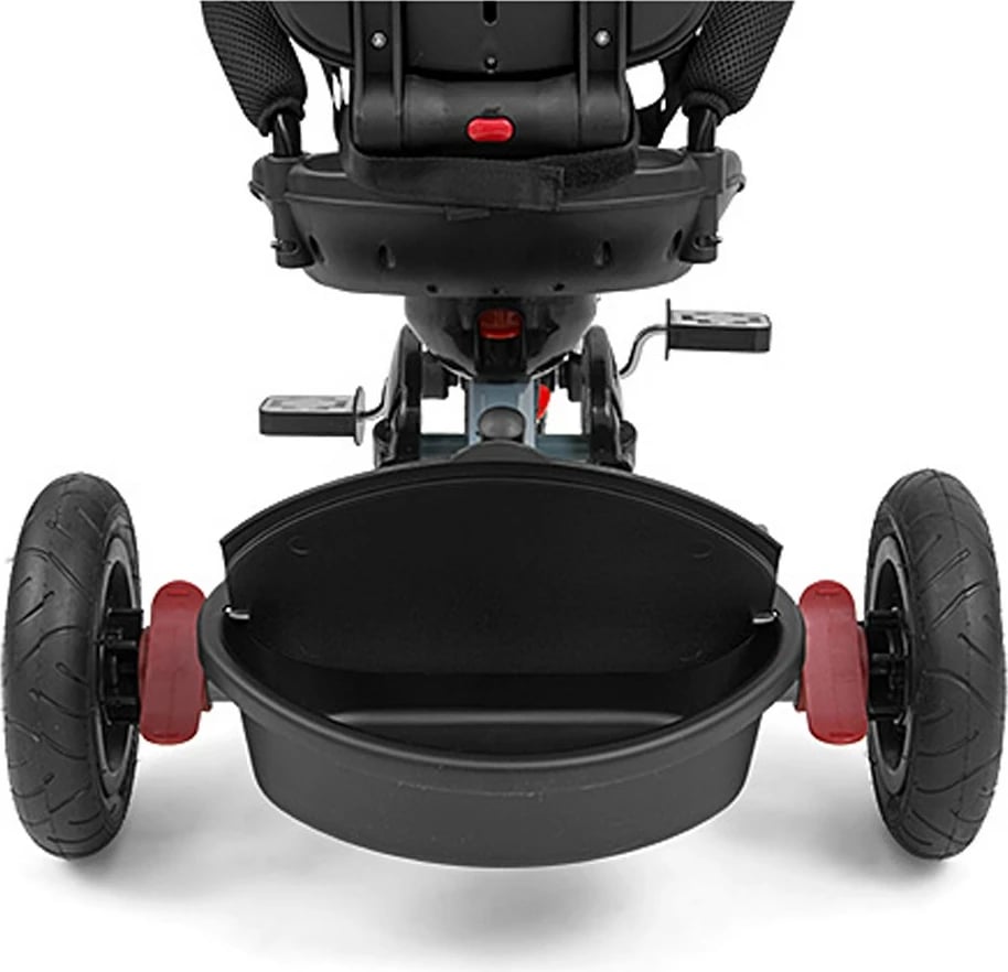 Tricikel për fëmijë Milly Mally Movi sedile 360°, rrota të fryra, dorezë prindi e rregullueshme, tendë palosëse, gri