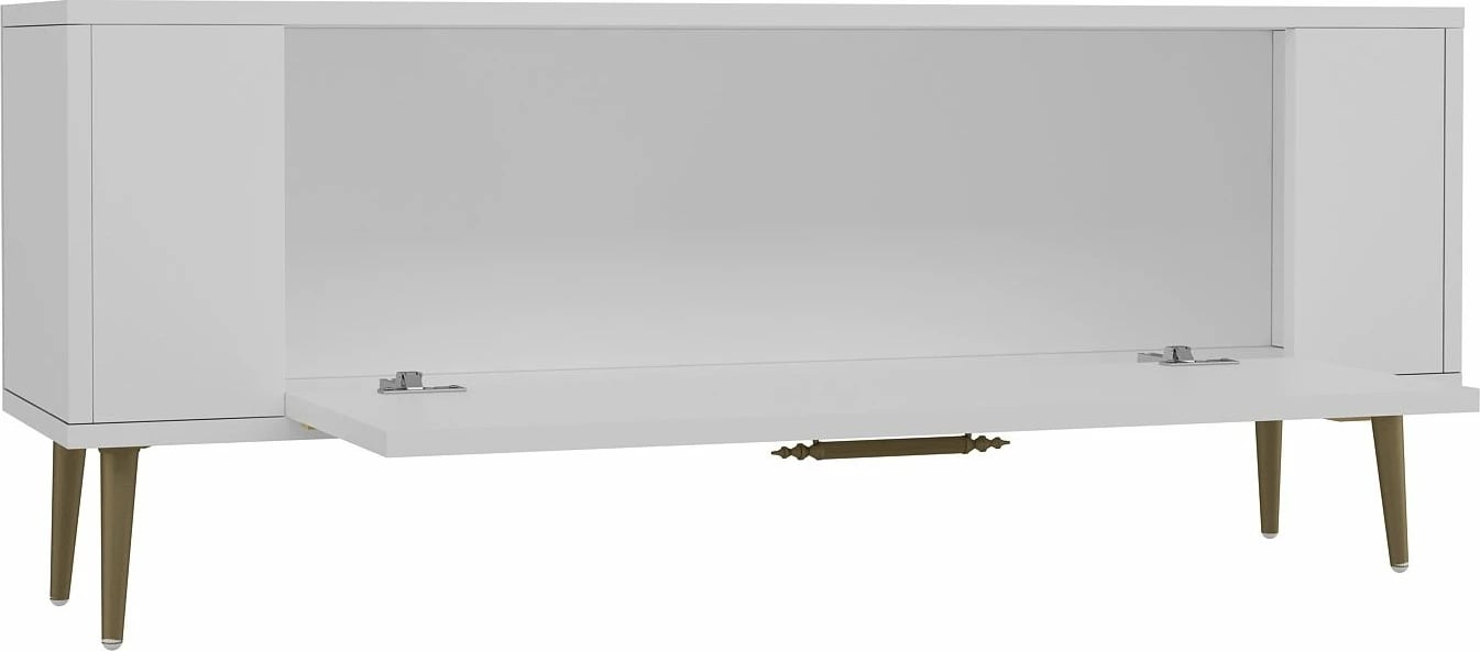 Komodë TV, ngjyrë e bardhë dhe ari, Skye Decor, Retrop3