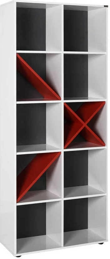 Raft librash Hanah Home, Ktp-910-Bk-1, i bardhë dhe i kuq, 75x188x30cm