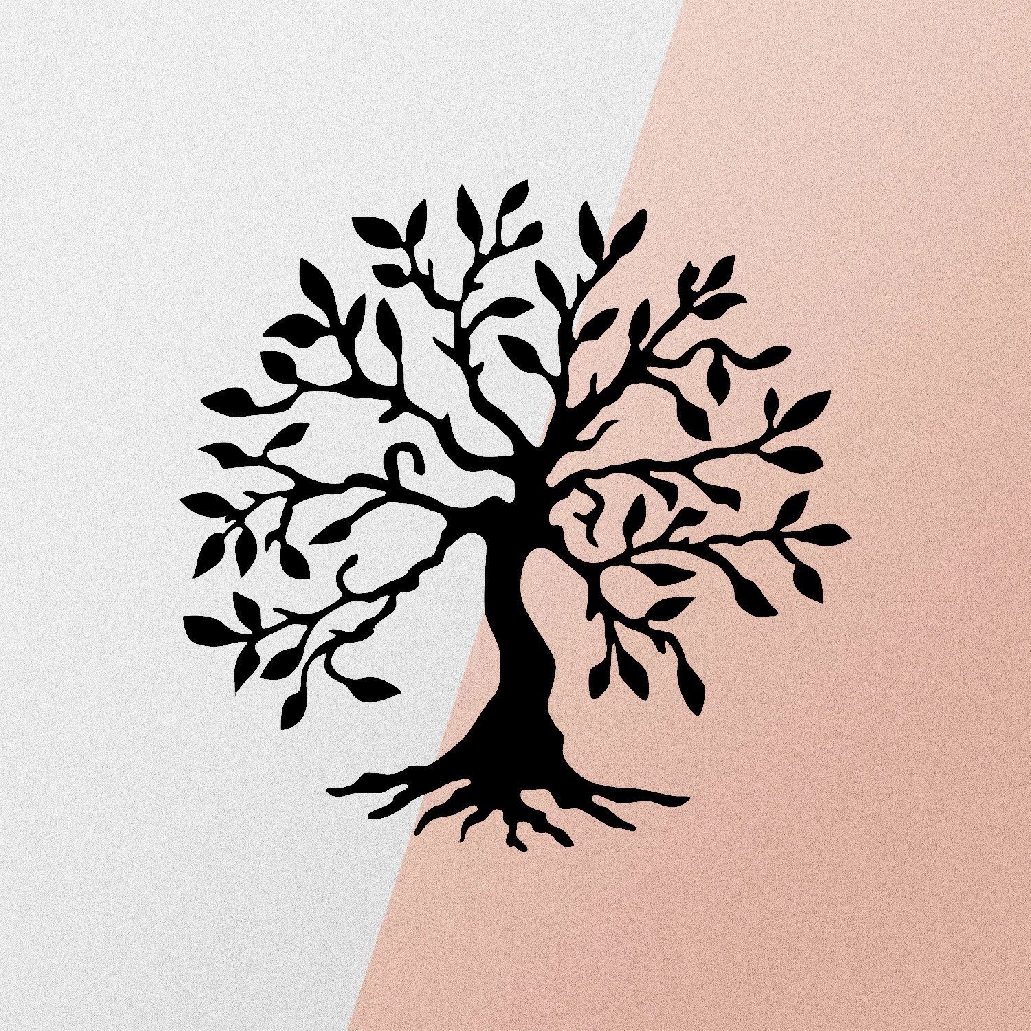 Aksesor dekorativ metalik për mur, dizajn pemë, Wallity, ngjyrë e zezë, 60x60cm