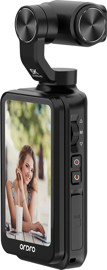 Kamerë xhepi Ordro Pocket M5 me gimbal 3-aksial, 5K, e zezë