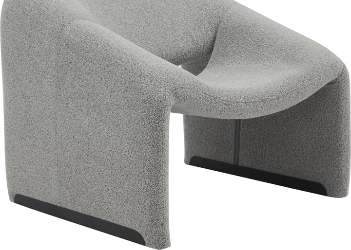 Karrige Clous, pëlhurë bouclé, ngjyrë e hirtë e çelët, 86x77x73.5cm