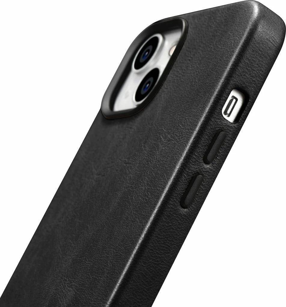 Mbështjellës iCarer Oil Wax Premium Leather për iPhone 14 Plus me MagSafe, i zi