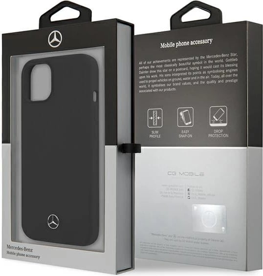 Mbështjellës Mercedes Silicone Line për iPhone 13 mini, 5.4", i zi